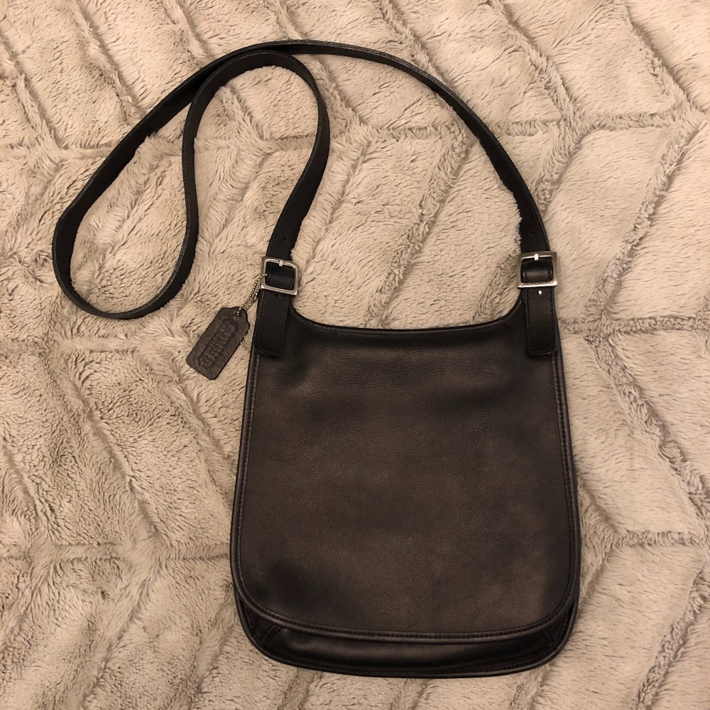 Coach Vintage Hippie Flap Cross Body Bag Black9135